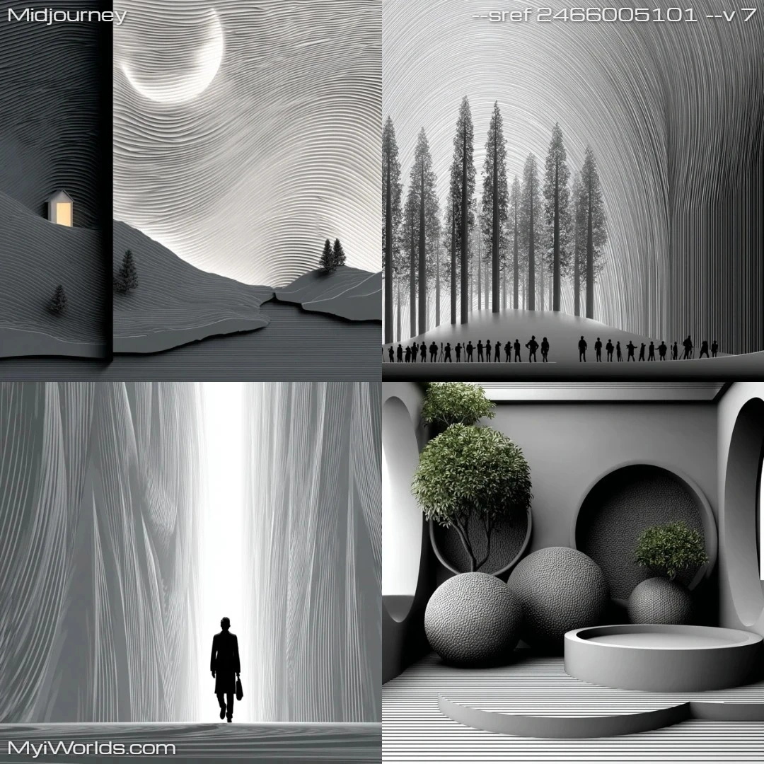 Surreal grayscale photography with strong light play and contrast.