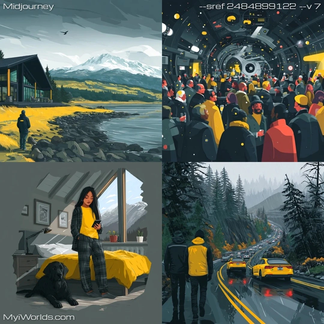 Digital art landscape with high saturation colors.