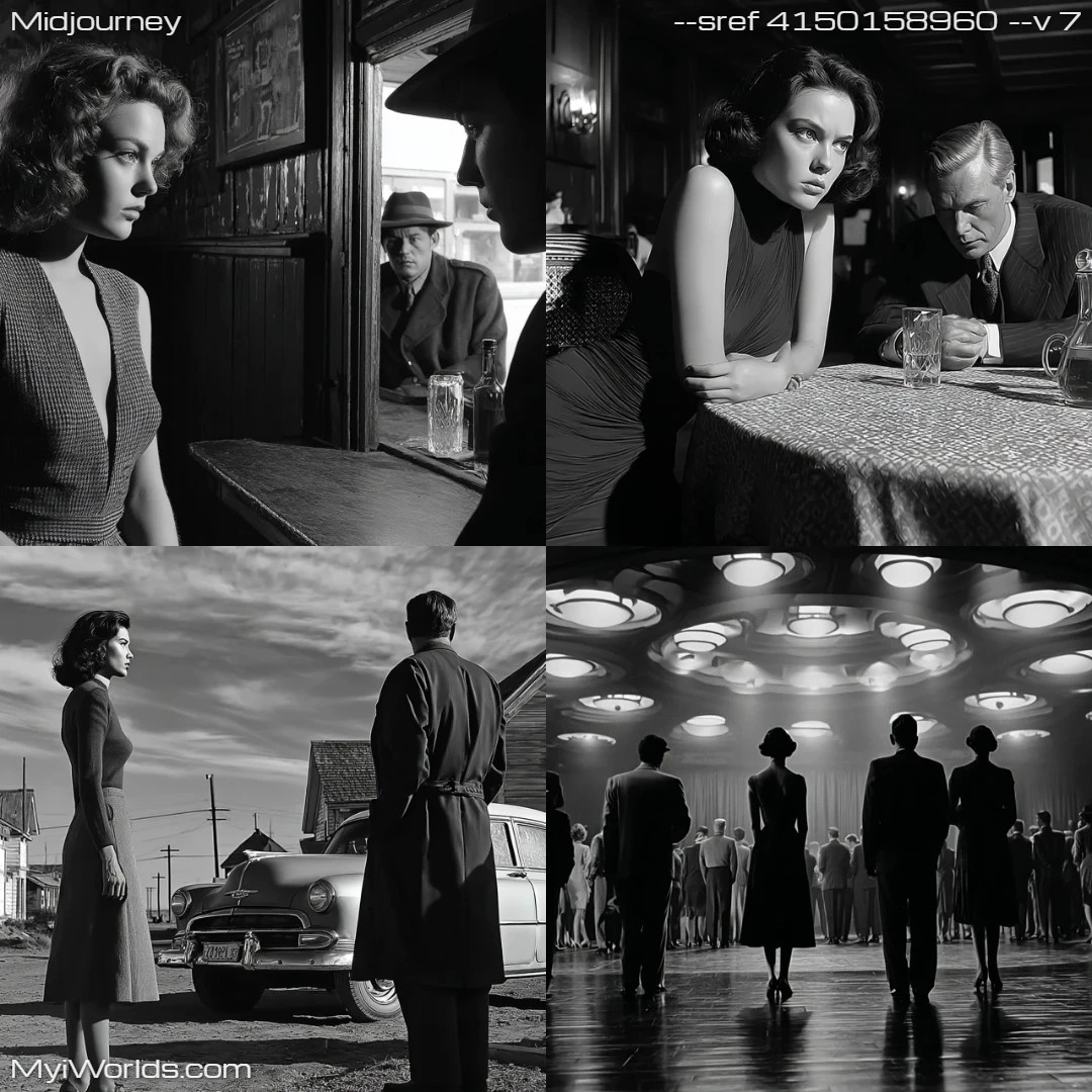 Film noir with low-key lighting and high contrast.