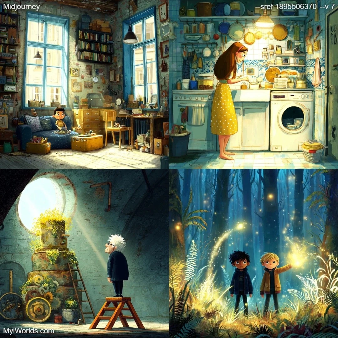 Cartoonish style with vibrant colors and detailed illustrations.