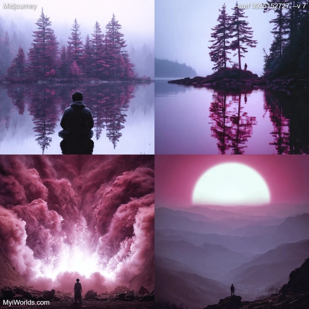 Surrealistic painting with misty, moody lighting and dreamlike quality.