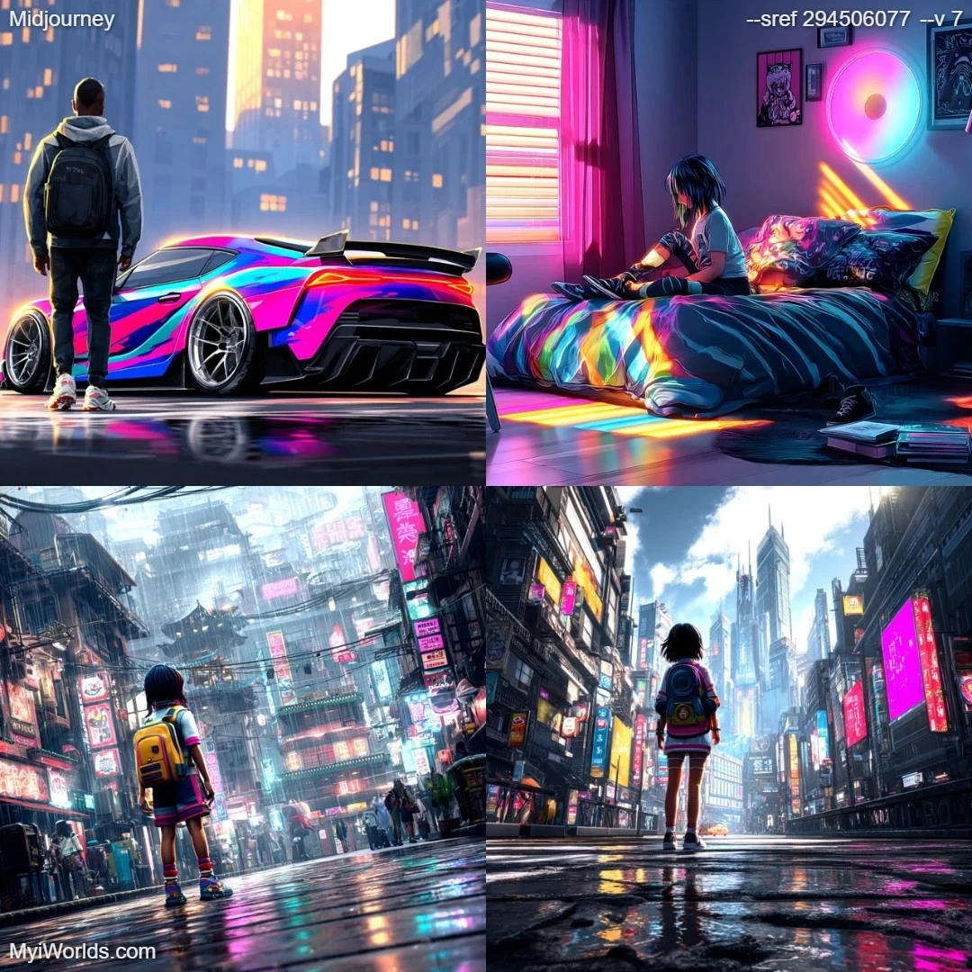 Photorealistic high contrast urban landscape.