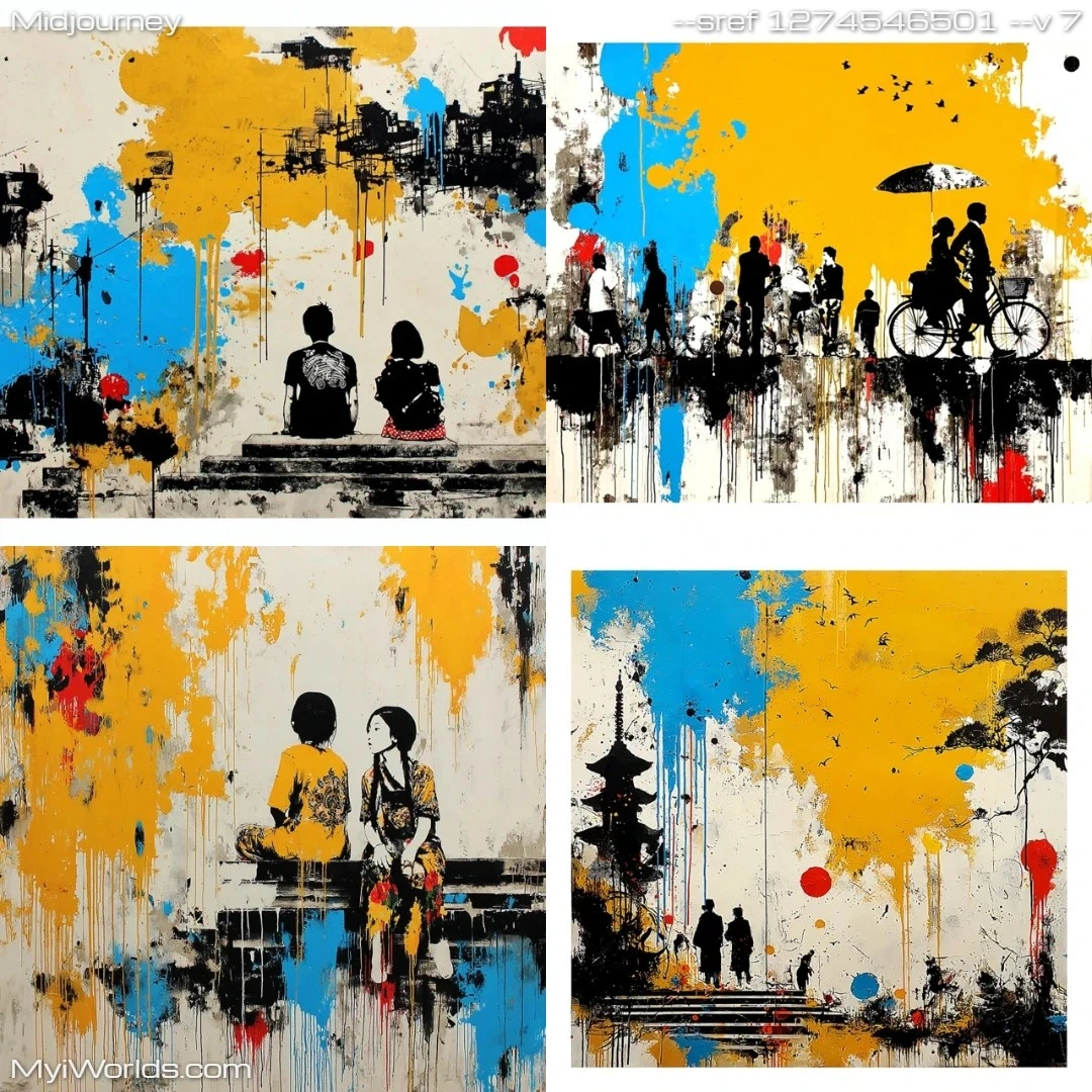 Expressionistic-colorful-abstract-with-textured-brushwork,-depicting-an-urban-landscape.