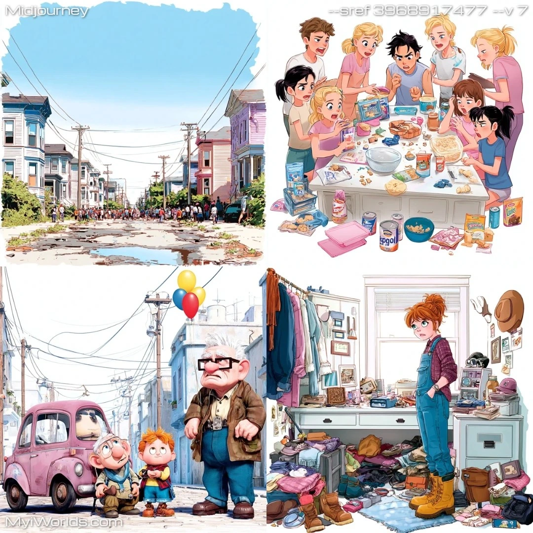 Cartoonish flat colors with a stylized urban setting.