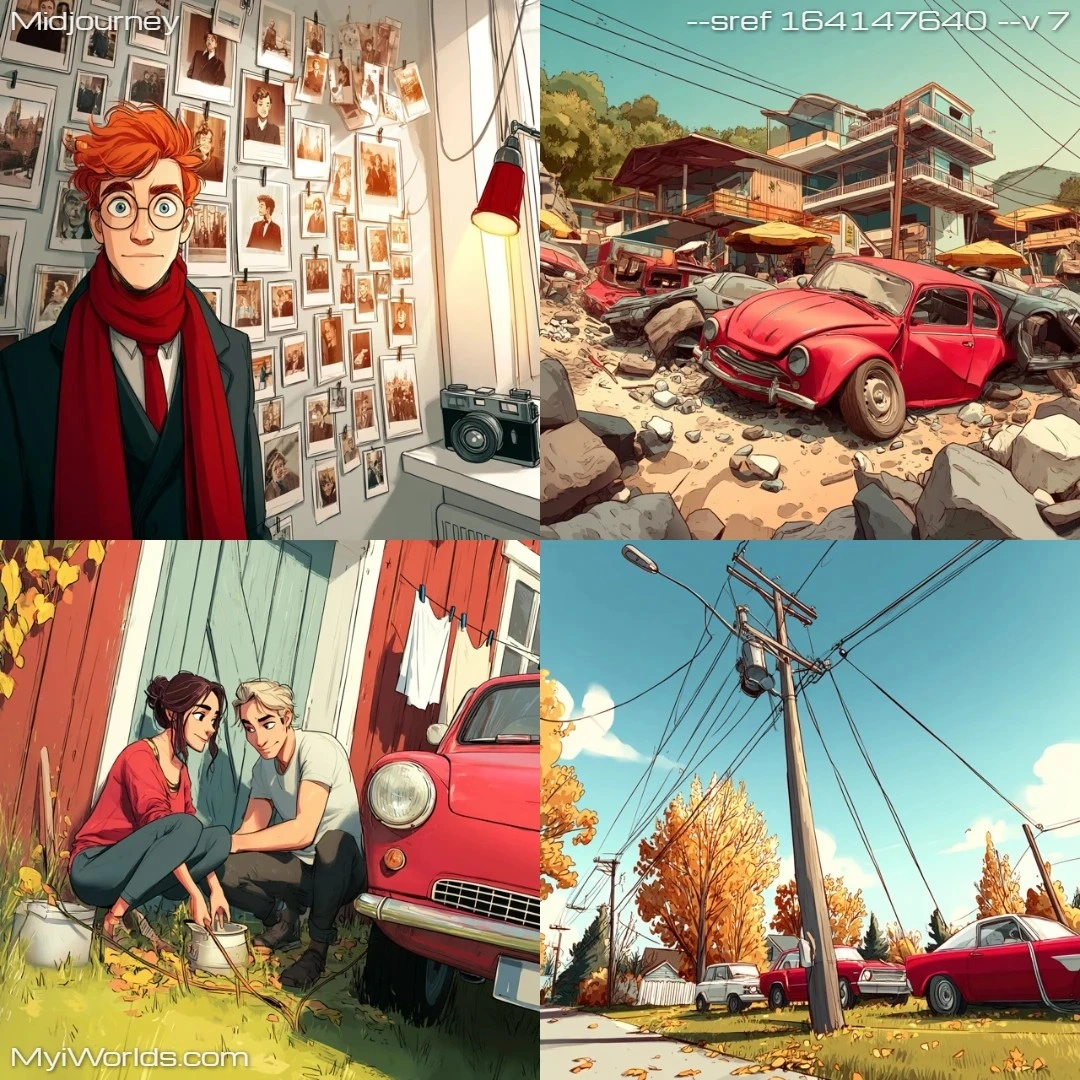 Cartoonish comic art with high contrast, set in a small-town urban environment.