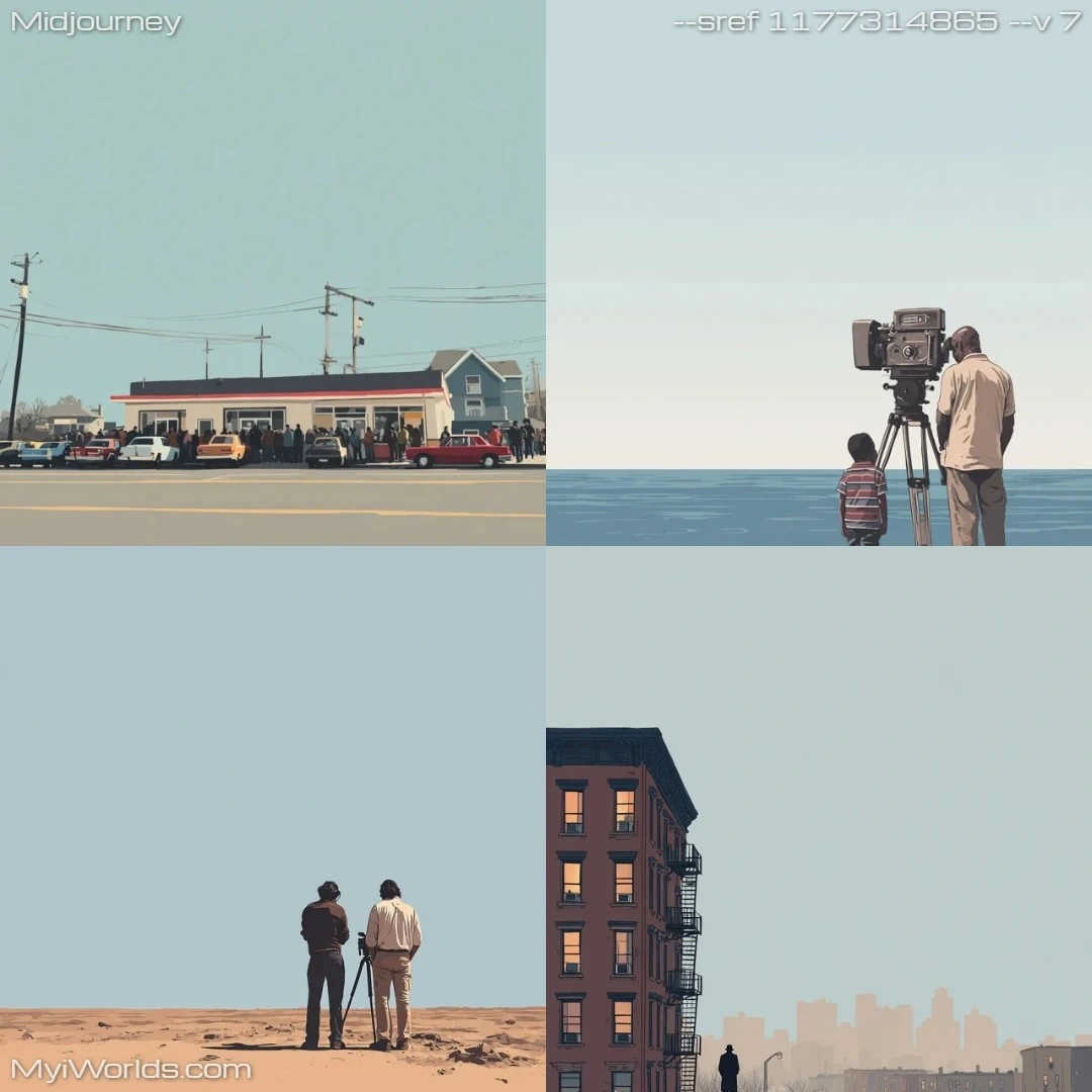 Realistic urban landscape with muted colors.