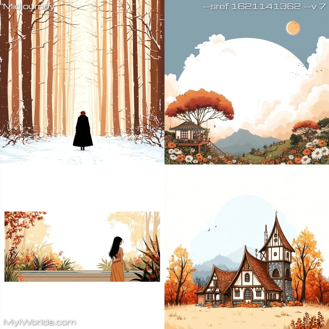 Fantasy-themed watercolor with a subdued color palette, featuring stylized elements.